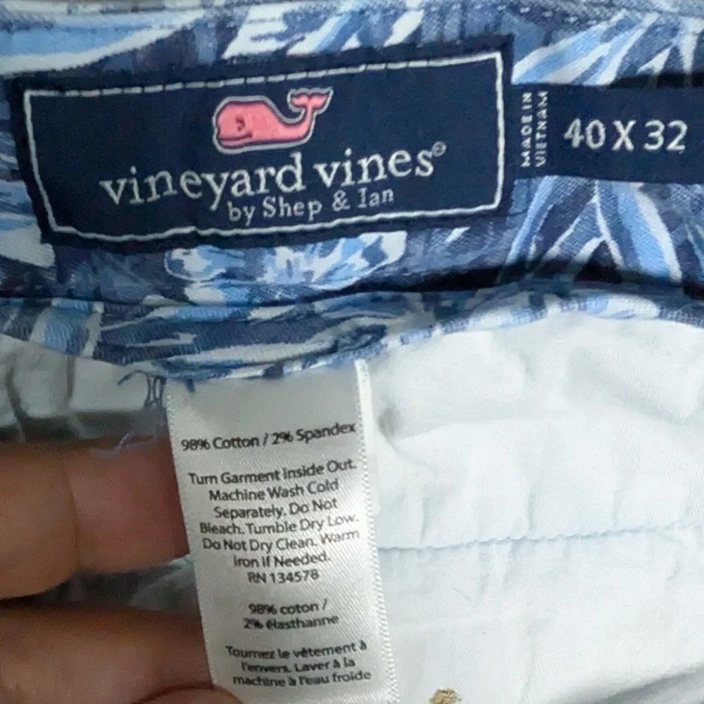 Vineyard Vines Chino Breaker Pants Men 40x32 Blue Floral Tropical Resortwear *39